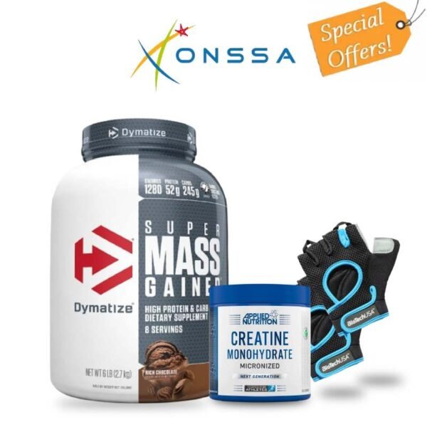 Super Mass Gainer 2,7 kg + Créatine Monohydrate + Gants
