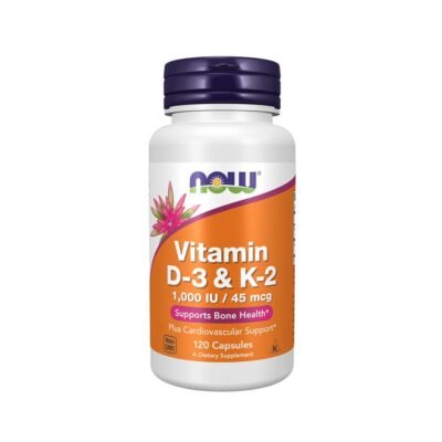 NOW Foods, Vitamine D-3 et K-2, 120 capsules